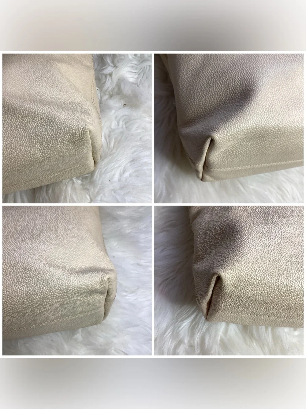CHANEL Beige Caviar Leather CC Stitch Tote